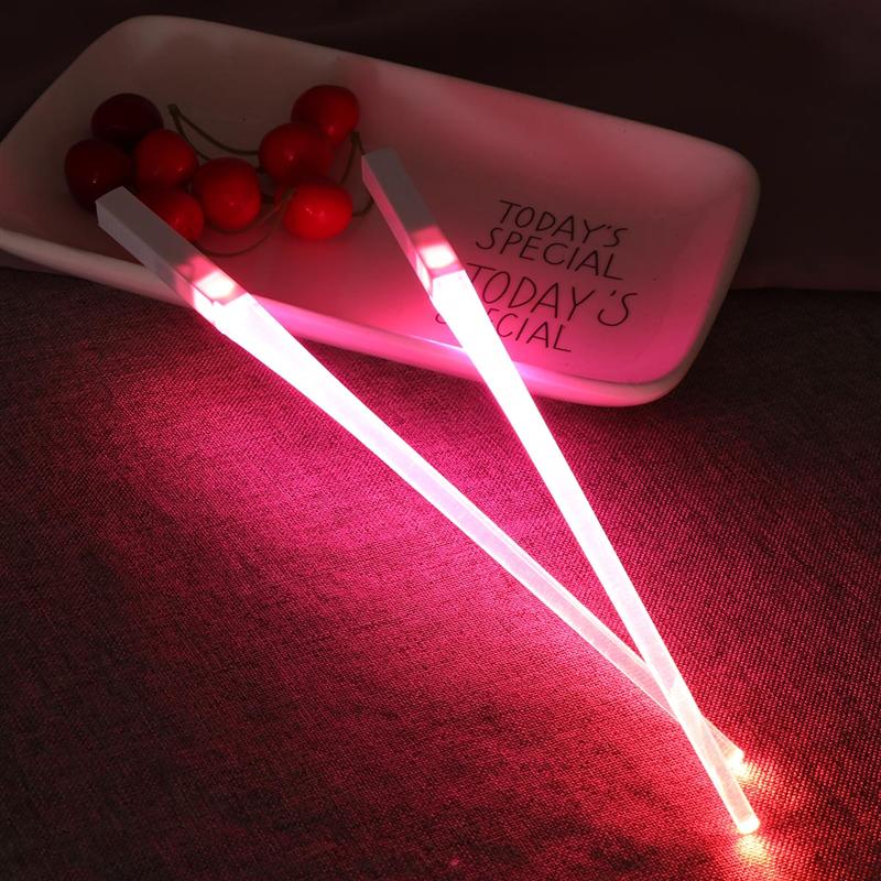 1 Pair of Light Up LED Lightsaber Chopsticks Durable Lightweight Portable BPA Free and Food Safe (Red): Pink