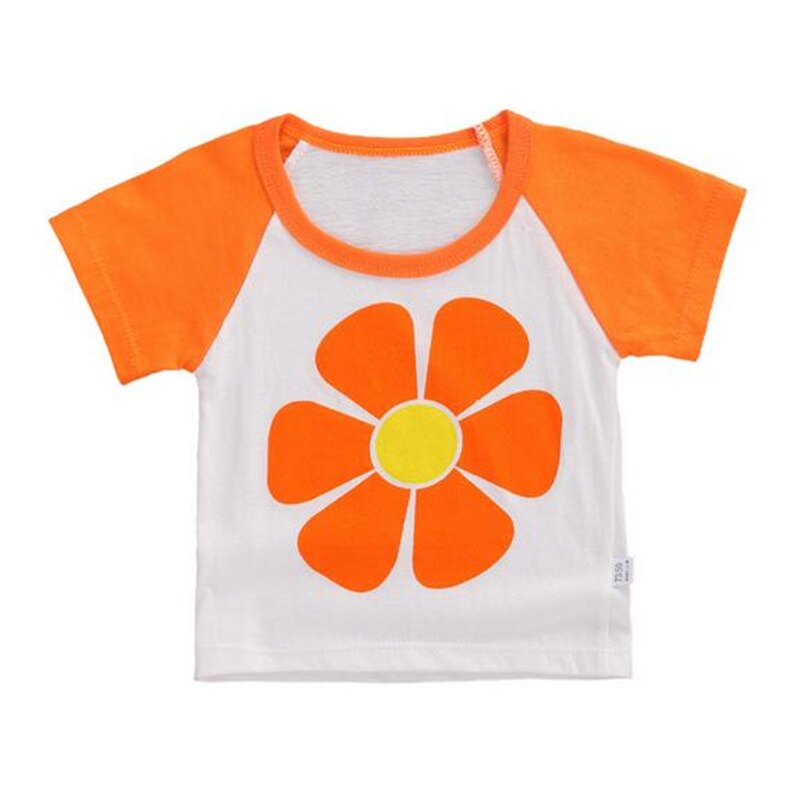 AA Baby Girls T-shirt Short Sleeve Cute Floral Print Leisure Loose Shirts Summer Child Clothing Top