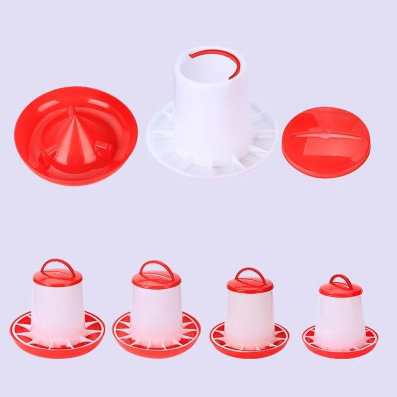 1.5kg Plastic Food Feeder Chicken Chick Hen Poultry Lid Handle Farm Animal Feeding Watering Supplies