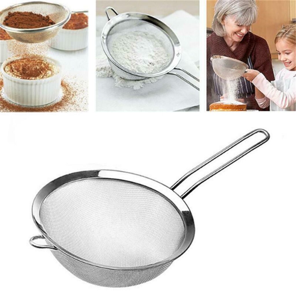 7 Sizes Stainless Steel Wire Fine Mesh Oil Strainer Flour Sifter Sieve Colander Kitchen Cooking Spoon
