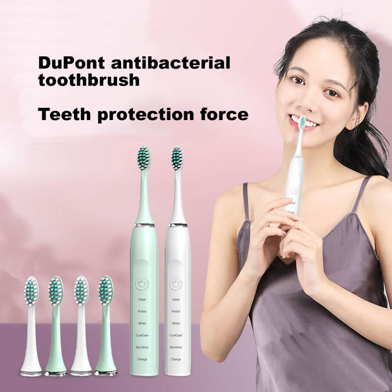 gollinio Sonic Electric Toothbrush Adult Timer Brush 5 Mode USB Charger Rechargeable Tooth Brushes Replacement Heads Set GL12A