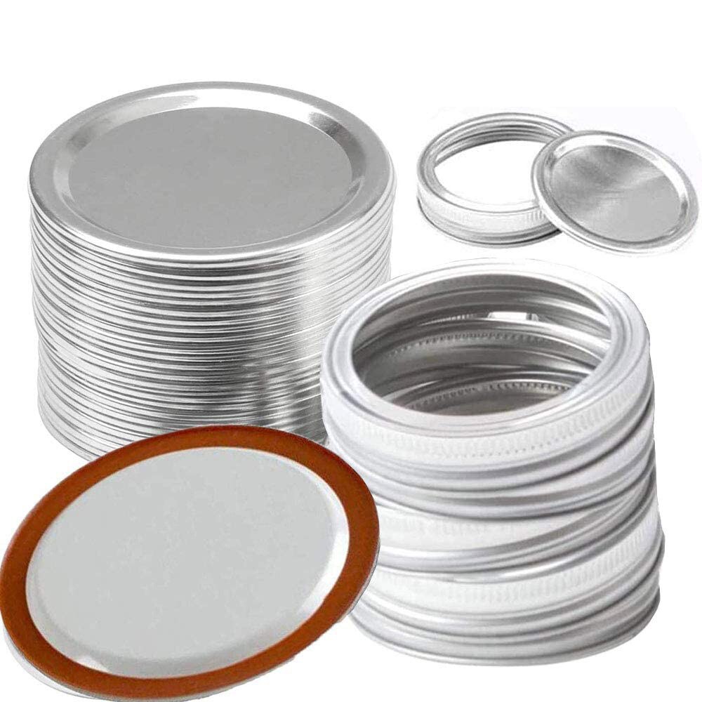 12PCS 70/86mm Mason Jar Lids with Discs Wide Mouth Canning Mug Glass Lid Stainless Steel Top Covers Rust Resistant Screw Rings