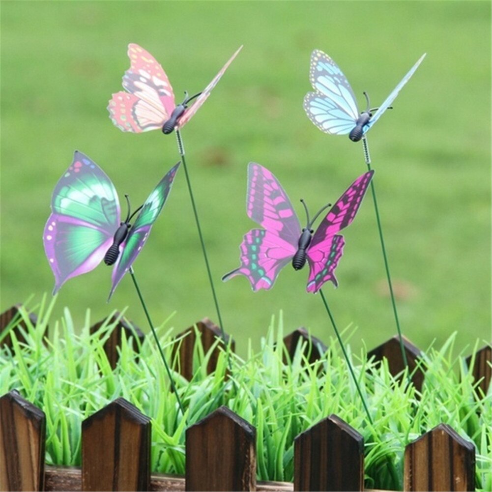 24 stk sommerfuglepæle 7cm havesommerfuglepæle indretning udendørs gårdhave gårdhave planter urtepotte haveindretning