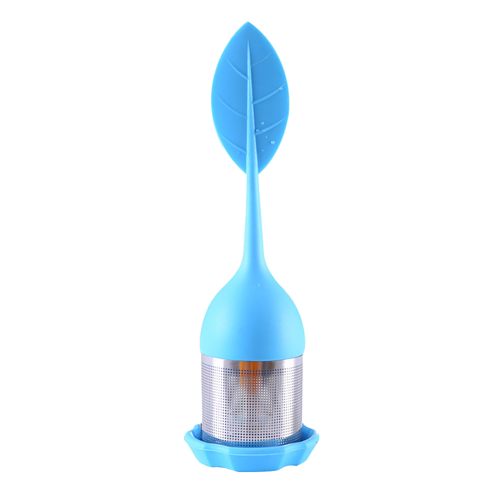 Infusor de té de silicona, colador de hojas de bola de té para elaboración de cerveza, dispositivo de filtro de especias a base de hierbas, herramientas de cocina, accesorios de té, 1 ud.: Azul cielo