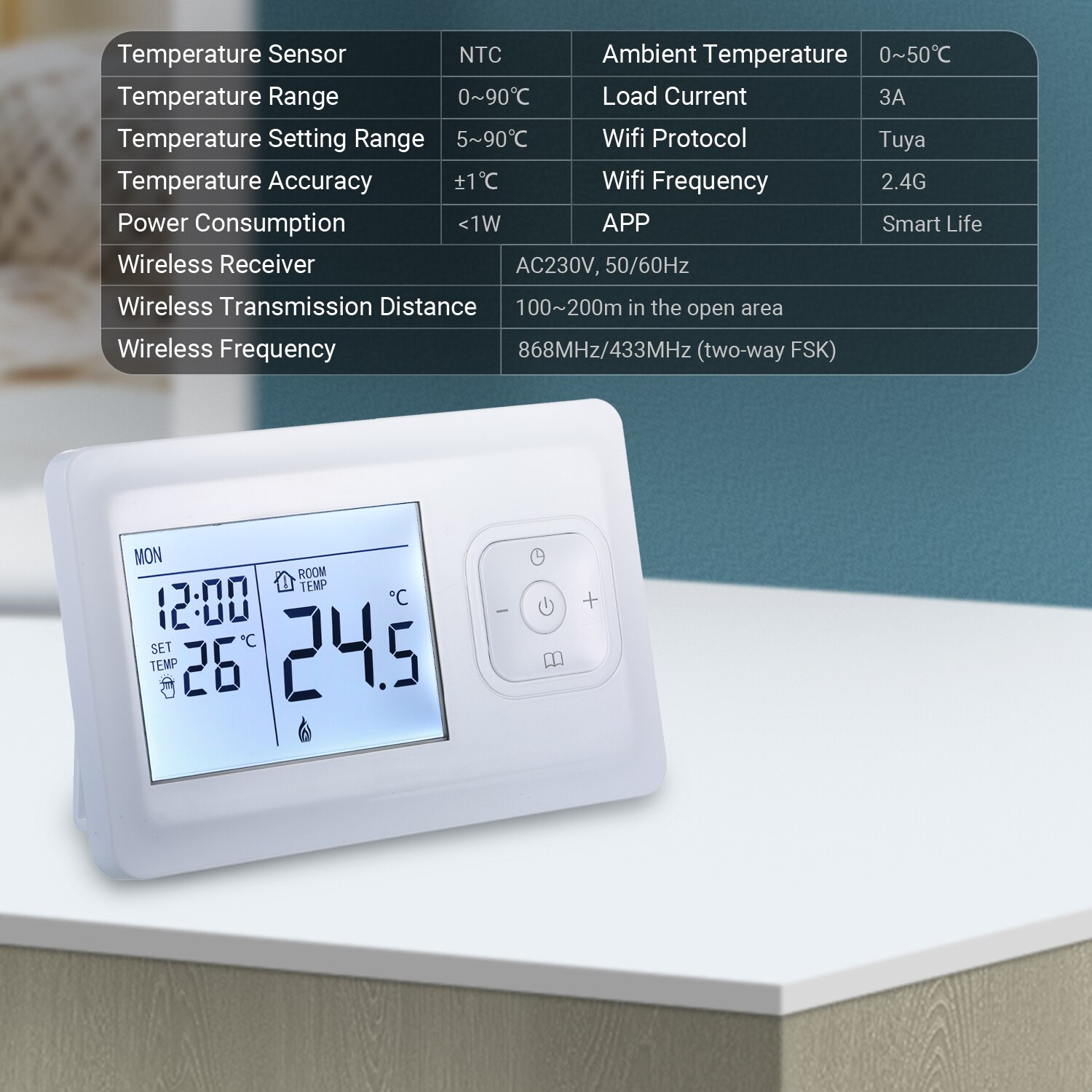 LCD Heating Thermostat Programmable Wall-mounted Furnace Wifi Thermostat Wireless Weekly Water Heating Temperature Controller