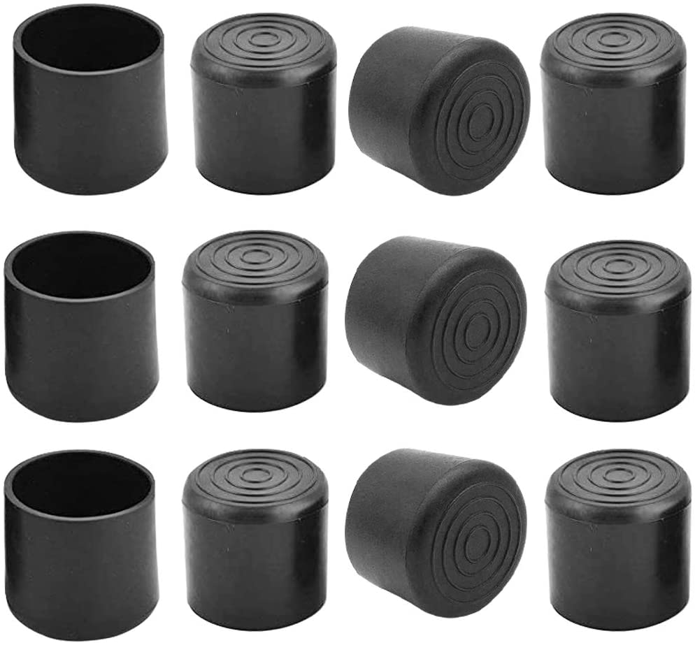 16pcs Black Round Chair Leg Tip Caps Prevent Scratch Hardwood Floor Protectors Reduce Noise PVC Furniture Table Feet Covers