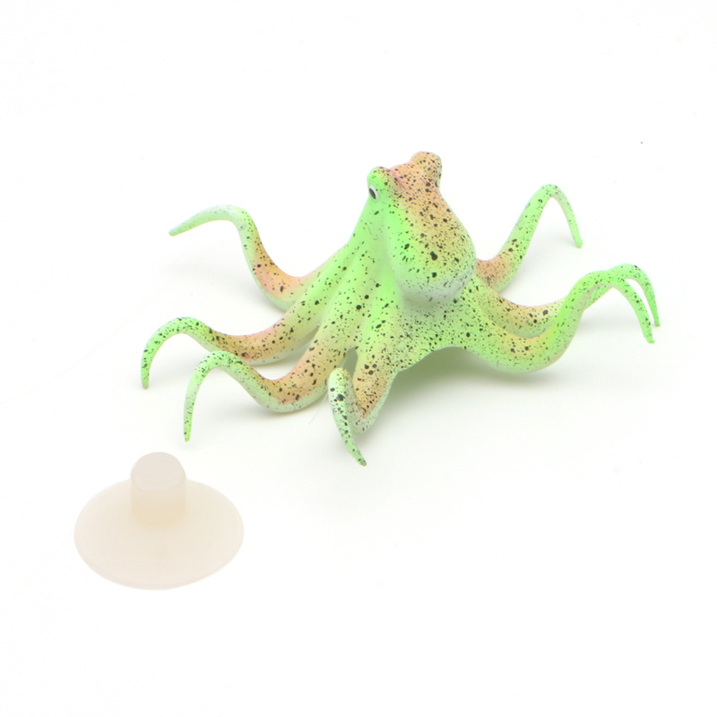 Pulpo Artificial fluorescente acuario con ventosa decoración de pecera: Orange