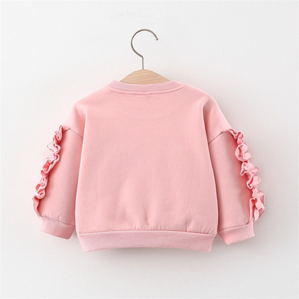Casual Herfst Winter Meisjes Kids Trui Fluwelen Lange Mouwen Ruches Bloem Kinderen Baby Zuigelingen Tops Sweatshirt S11533