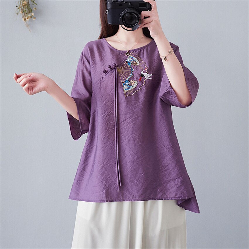 Chinese Traditionele Kleding Voor Vrouwen Cheongsam Top Hanfu Vrouwen 6 Kleuren Crane Borduren Chinese Mode Kleding Oude Jurk