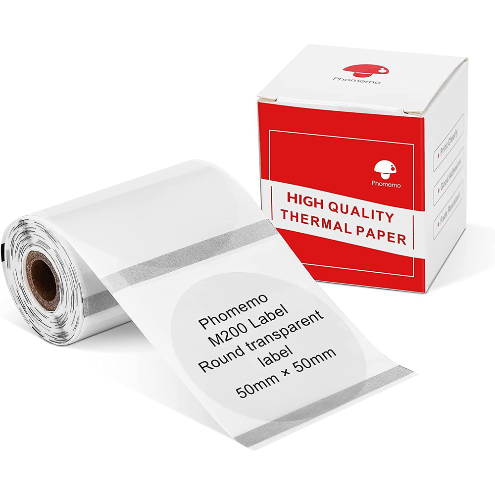 Phomemo M110 Printer Self-Adhesive Label Paper Square Round White Transparent Color Labels for M200 M120 Label Maker Sticker: Light Grey