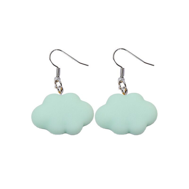 Pendientes colgantes de nube blanca para mujer y niña, aretes de gota de nube rosa/azul/verde/púrpura/naranja, joyería de de Ciencia: Green