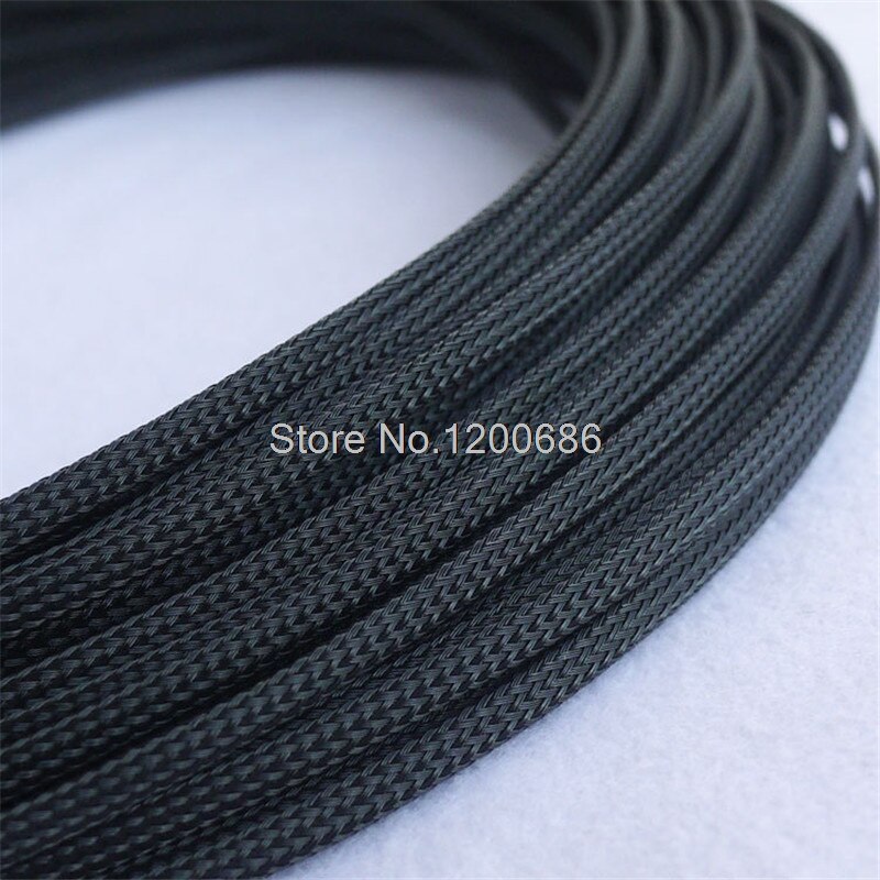 6MM 5M color Insulation Braided Sleeving Tight PET Wire Cables Protection Expandable Cable Sleeve Wire Loom: Black