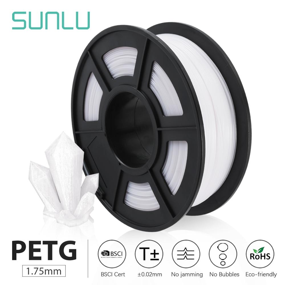 SUNLU PETG 3D Printer Filament 1.75mm 1KG 2.2lbs Spool support defferent material 3D Printer Refill full color 3D filament order: White PETG