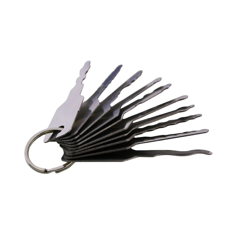 10PCS Stainless Steel Jiggler Keys Dual Sided Car Unlocking Lock Opening Repair Kits for Car Pin Tumbler and Wafer Mechanisms