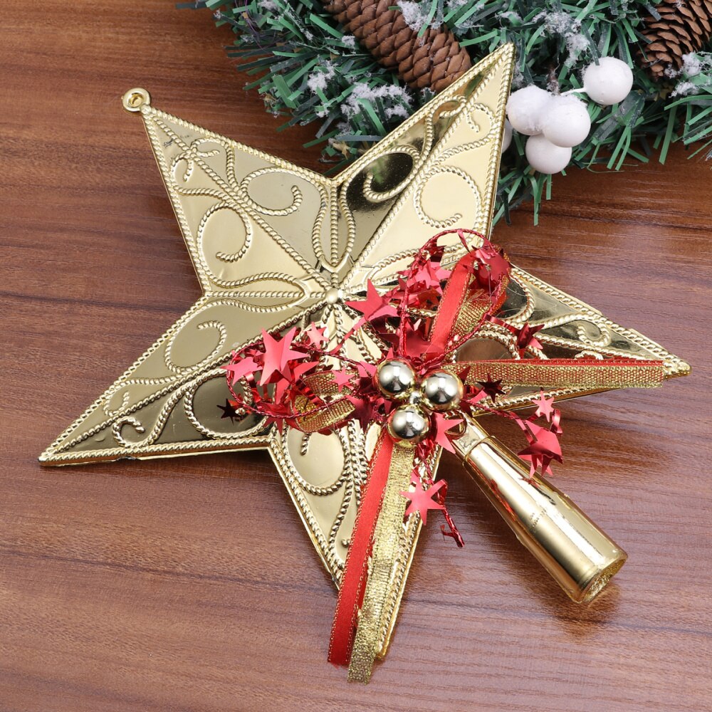 20Cm Kerstboom Ster Topper Glinsterende Kerstboom Decoratie Ornamenten (Golden)