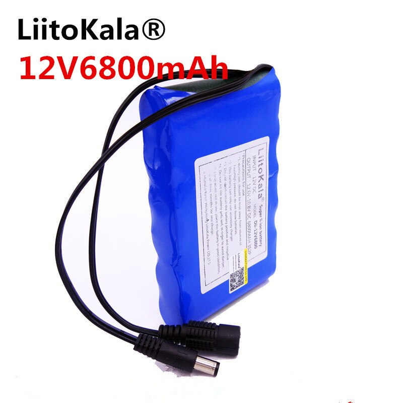 LiitoKala HK DC 12V 6800 mAh 18650 Li-ion Battery Rechargeable Power Bank Charging For Car GPS Camera