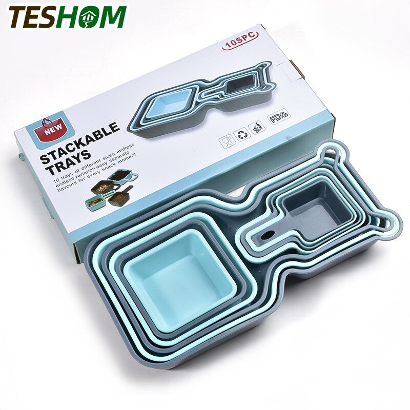 10Pcs/Set Fruit Platter Plates Storage Box Dried Fruit dish Snack Plates Multi-layer Divided Candy Dessert Container