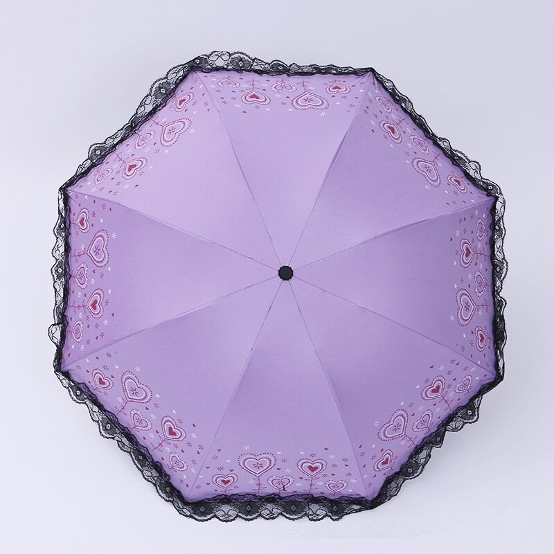 ! Paraguas plegable arqueado en forma de corazón de princesa de Kocotree, sombrilla de sol, sombrilla de encaje, sombrilla de lluvia para mujer, Guada chuva: purple2