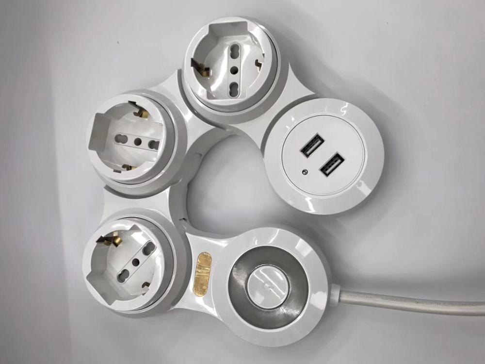 Universele Schuko Socket Stekkerdoos Met Usb Opladen Uitbreiding Socket Met Schakelaar Meerdere Socket Plug 1.8M Kabel