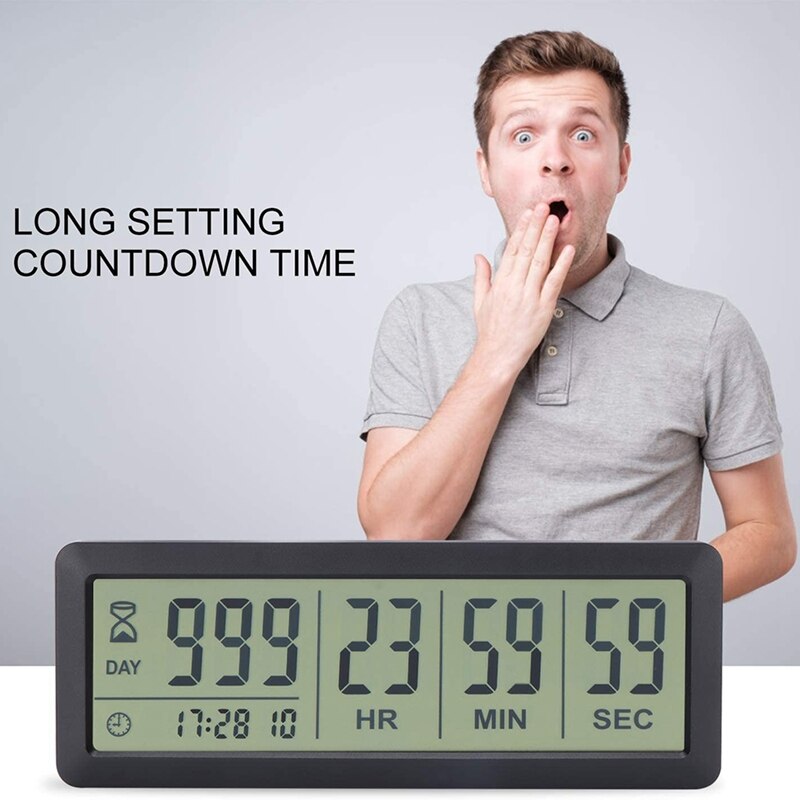 Big Digital Countdown Days Timer Clock - 999 Days Count Down Clock Timer for Graduation Lab Kitchen