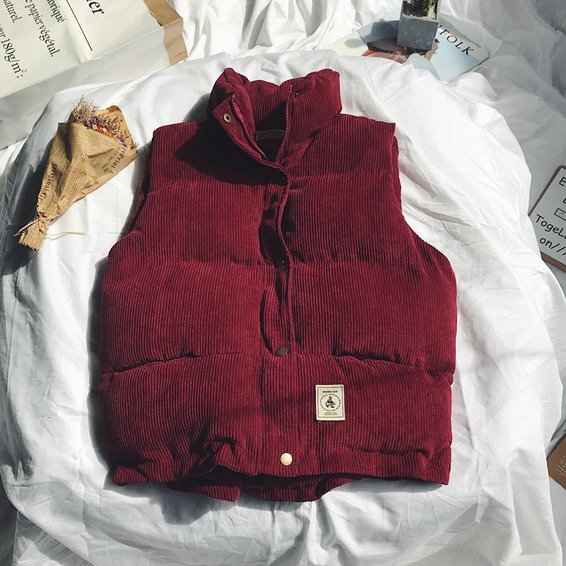 Vintage Winter Warme Mens Lose Cord Westen Casual Big Größe Einreiher Stehkragen Männlichen Ärmellose Westen