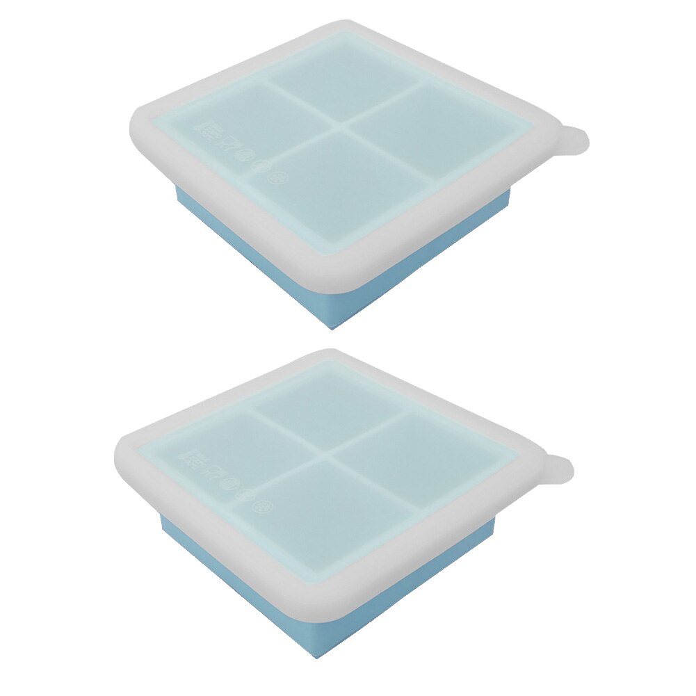 Bandeja con moldes para cubitos de hielo, utensilios reutilizables DIY para barra de cocina con tapa, gelatina, molde para congelador, 2 uds.: Sky Blue