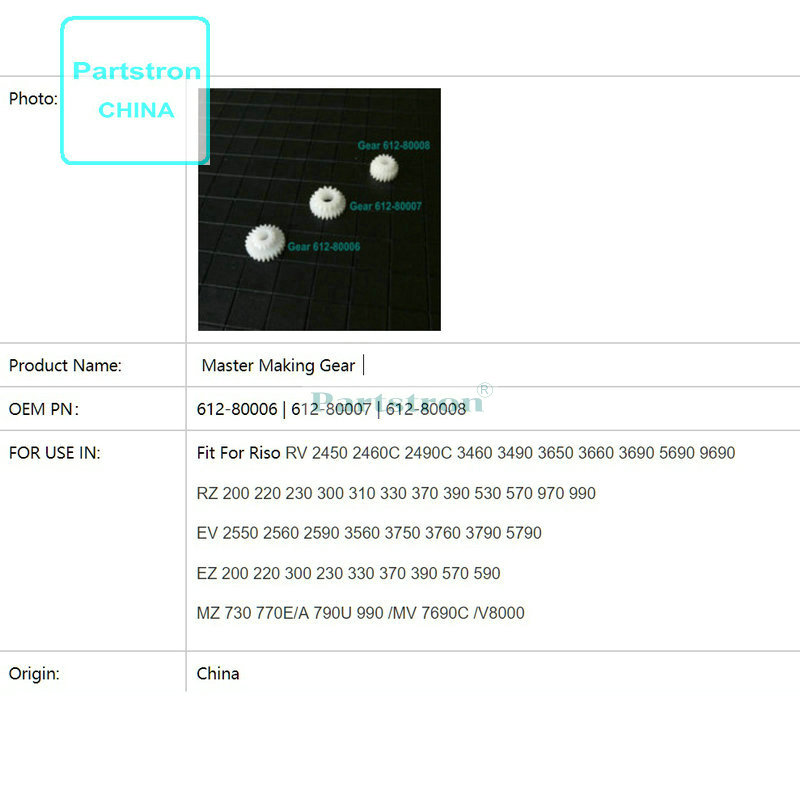 equipo maestro Original 612-80006 612-80007 612-80008 para usar en Riso RV RZ EV ES MV MZ RV 2450 2460C 2490C