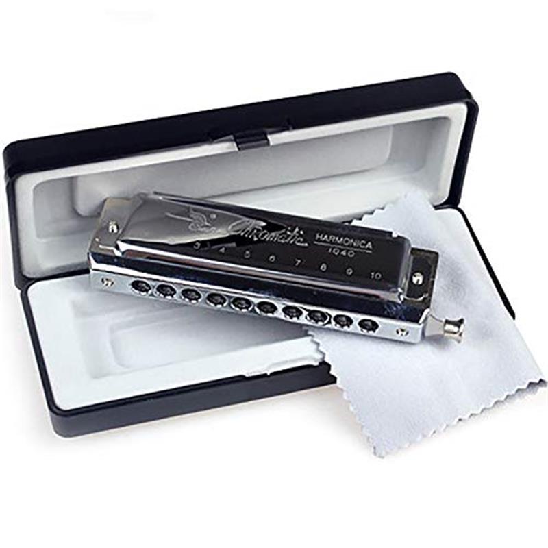 Swan SW1040 Silver Color 10 Holes 40 Tones Chromatic Harmonica Changeable Tones Musical Instrument Woodwind Swan Harmonica Harp