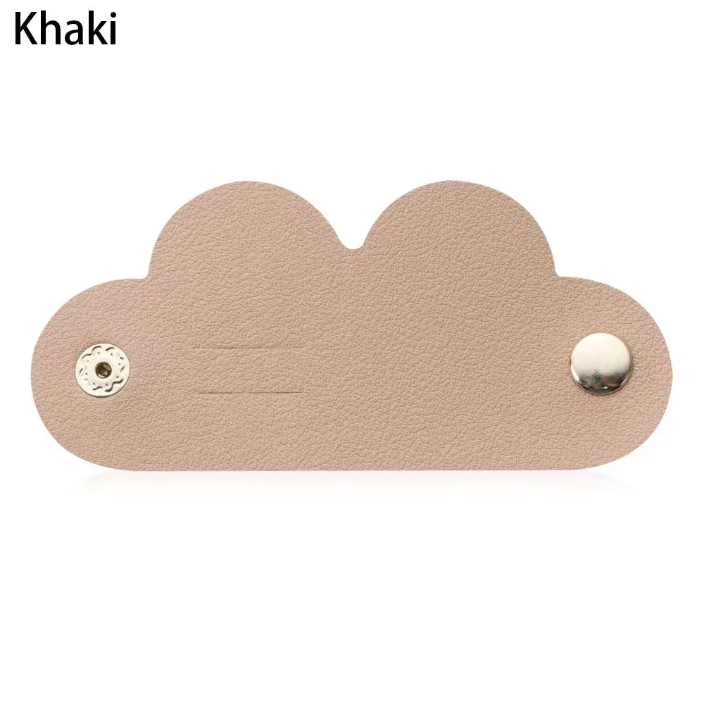 1Pcs Cute Leather Cable Winder Solid Color Earphone Cord Organizer Charger Cable Protector Clips Winder Tie Cable Management: Blue