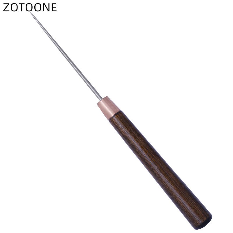 ZOTOONE 1Pc pointu couture manche en bois Awl cône droit simple gourde Awl perceuse positionnement bricolage à la main couture tailleur outils D: Straight awl