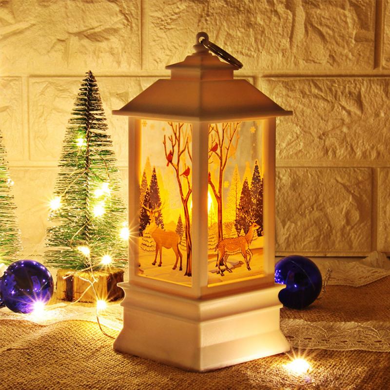 1PC Christmas Light Christmas Santa Claus Snowman Deer Castle Lamp Light Hanging Lantern Decoration Night Light Desktop Decor: 01
