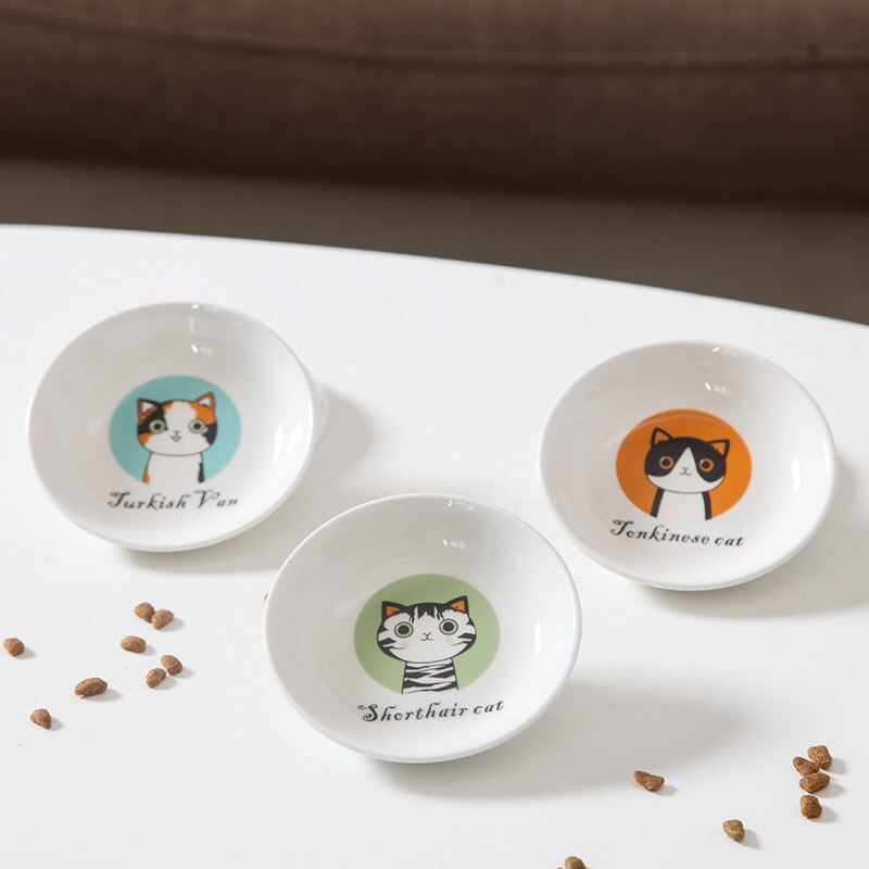 Cute Cat Small Saucer Shape Mini Plate Ceramics Cartoon Dish Snack Plate Chinchilla Squirrel Hedgehog Bowl