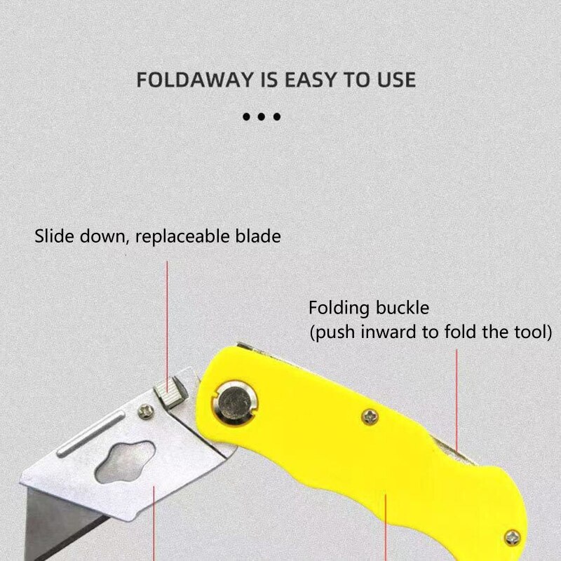 A9LB Foldable Box Cutter with 5 Replaceable Blades for Hobbies Diy Projects Cardboard Cutting Rubber Leather PVC Anti-rust