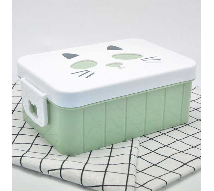 Plastic insulated lunch box for kids school bento box heated women portable thermo food container For Office And Home lunchbox: Green