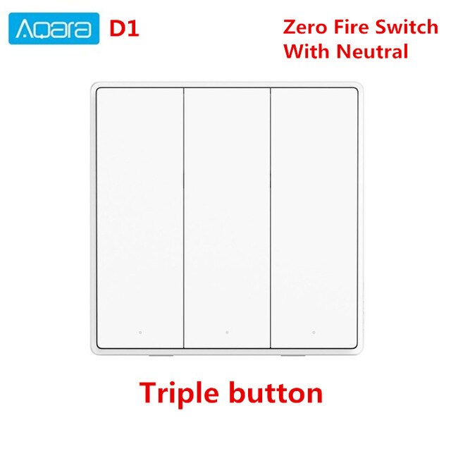 original Aqara Mijia Smart home Light Control D1 Single Fire wire ZigBee Wireless Key Wall Switch Via Smartphone APP: Neutral Line Key 3