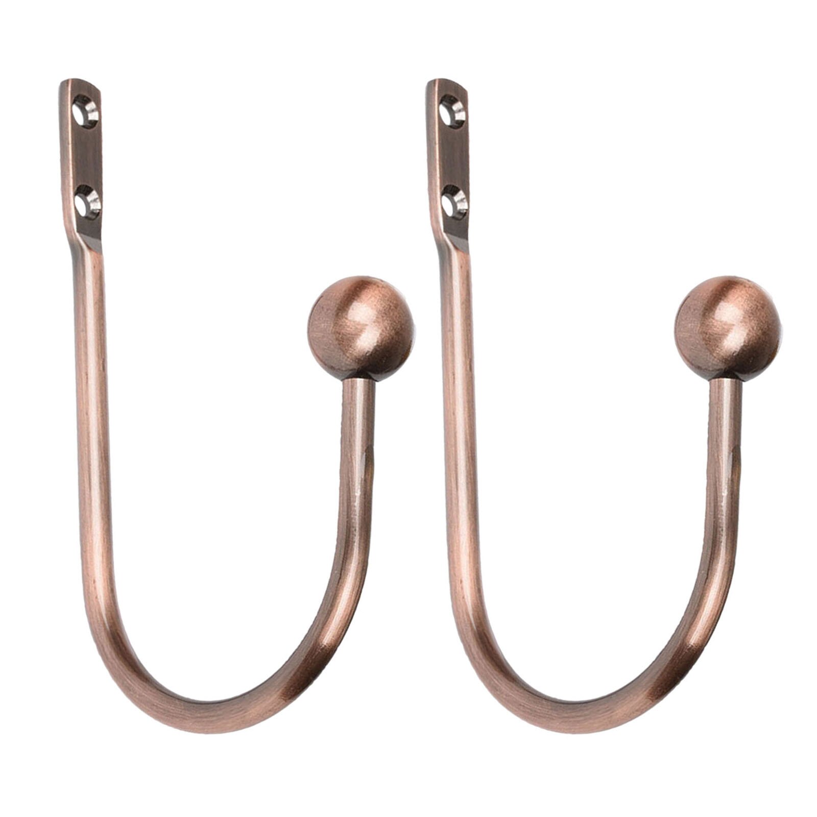 2Pcs U-shaped Round Curtain Hooks Window Wall Decoration Hanger Home Suppliers Metal Tie Tassel Arm Hook Hook Buckle Holdbacks: Red Bronze