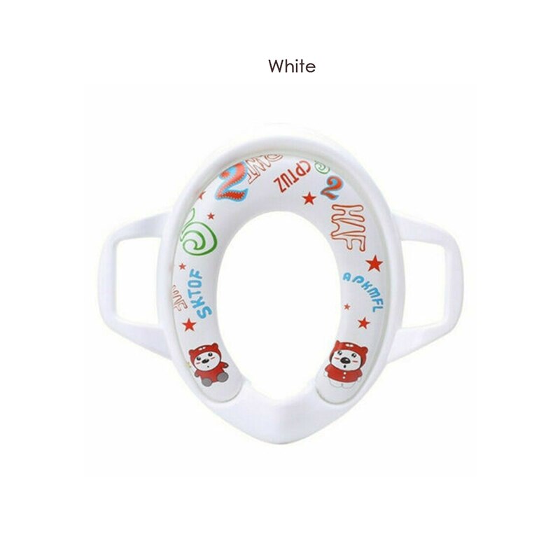 Baby training toilet seat environmental protection children's toilet with handle training seat baby toilet seat: White