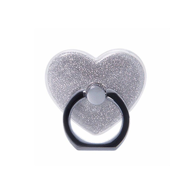 Phone Ring Holder for Tablet pc Mobile Phone Holder Stand Universal Phone grip Heart-shaped Finger Ring Holder Car Mount Stand: Silver