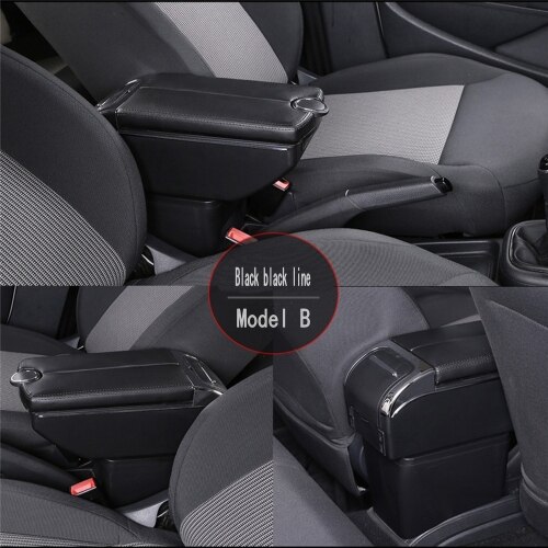 Boîte Convertible accoudoir pour Peugeot 307 CC, Double portes ouvert, 7usb centrale, boîte de rangement, accoudoir: B-Black black line