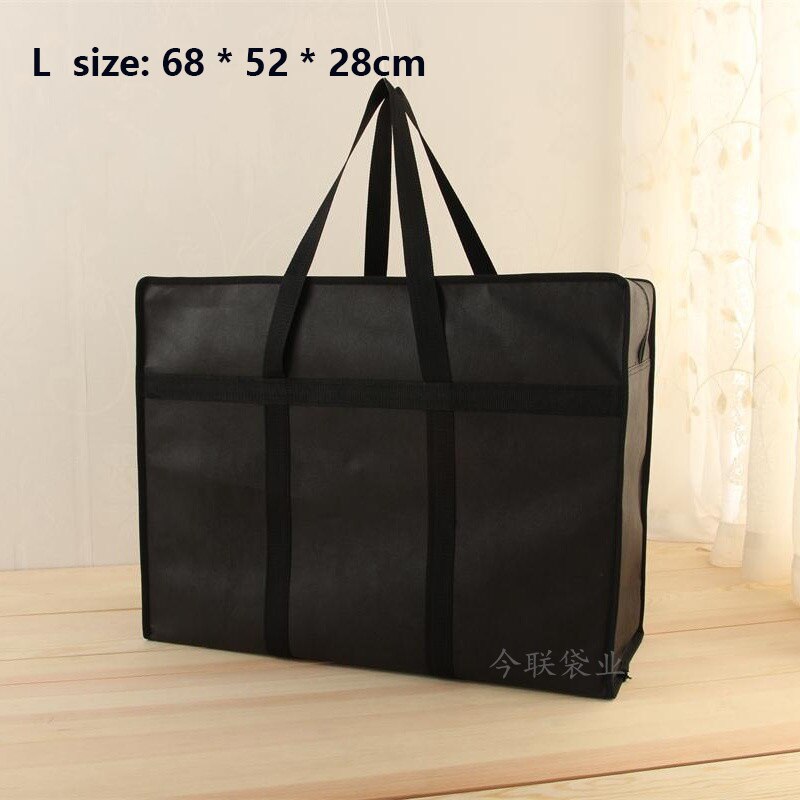 Oversized woven bag moving bag Oxford cloth luggage packing bag waterproof storage snakeskin bag thick non-woven bag: black L