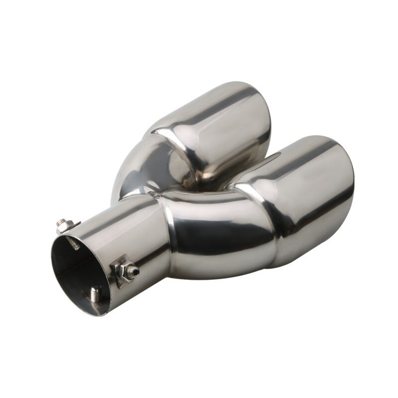 63mm Car Exhaust Pipe Muffler Tail Pipe Double Outlet Tailpipe Universal Stainless Steel Dual Rear Muffler Noise Canceller