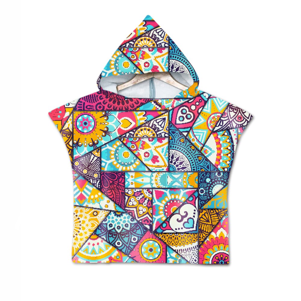 Novelty Boho Bohemian Mandala Bloem Geometrische Diamanten Baby Kids Hooded Zwembad Bad Strand Poncho Handdoek Cape