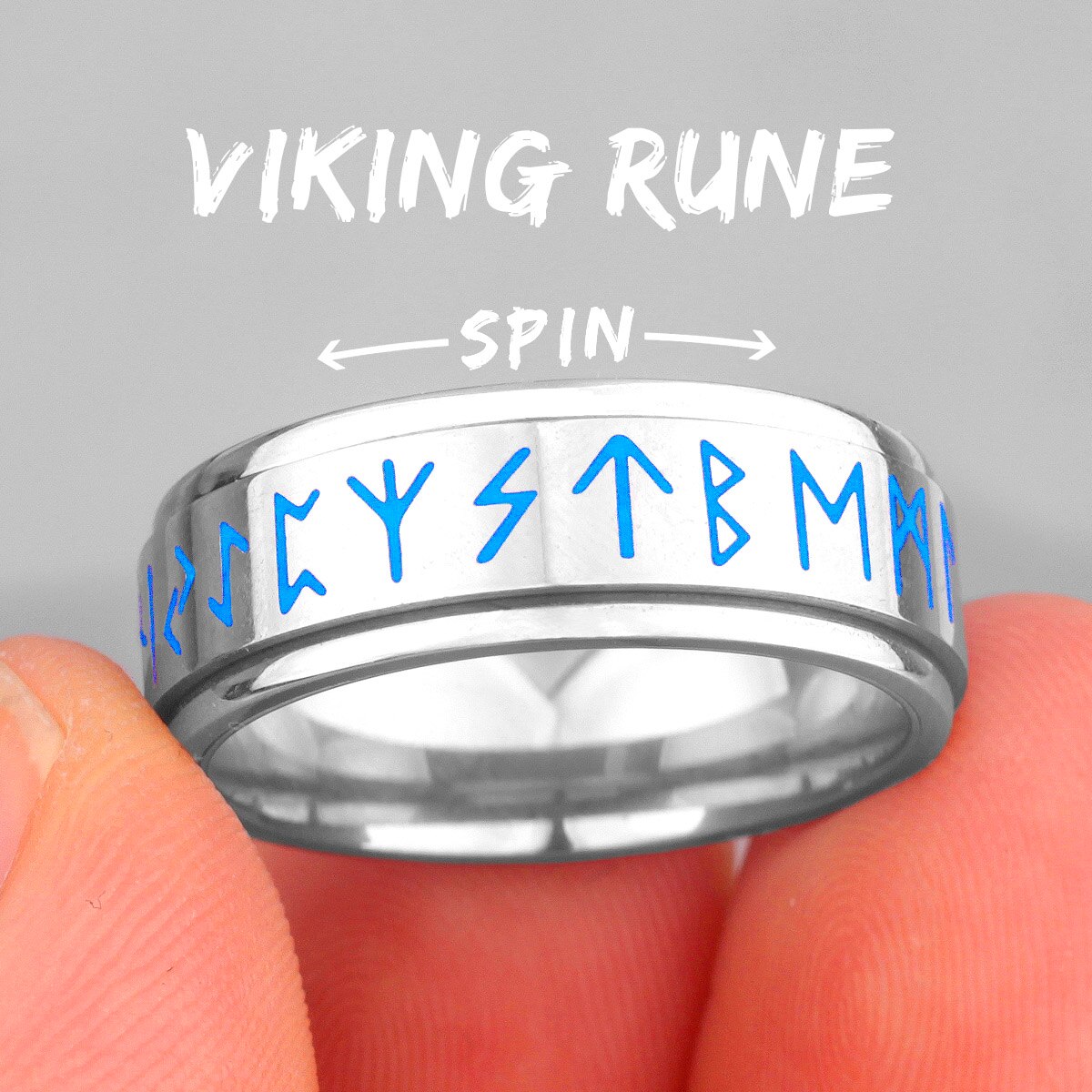 Nordic Viking Rune Spin Luminous Stainless Steel M... – Grandado