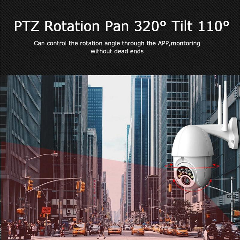 1Pc 10 Led Full-Color Nacht 1080P 2MP Ptz Draadloze Wifi Ip Camera Outdoor Waterdichte 200W Pixel Wall Mount Camera