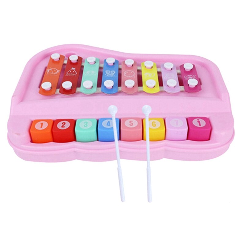 Juguete de Piano para niños, 8 teclas multicolor Teclado de Piano xilófonos de juguete: Pink