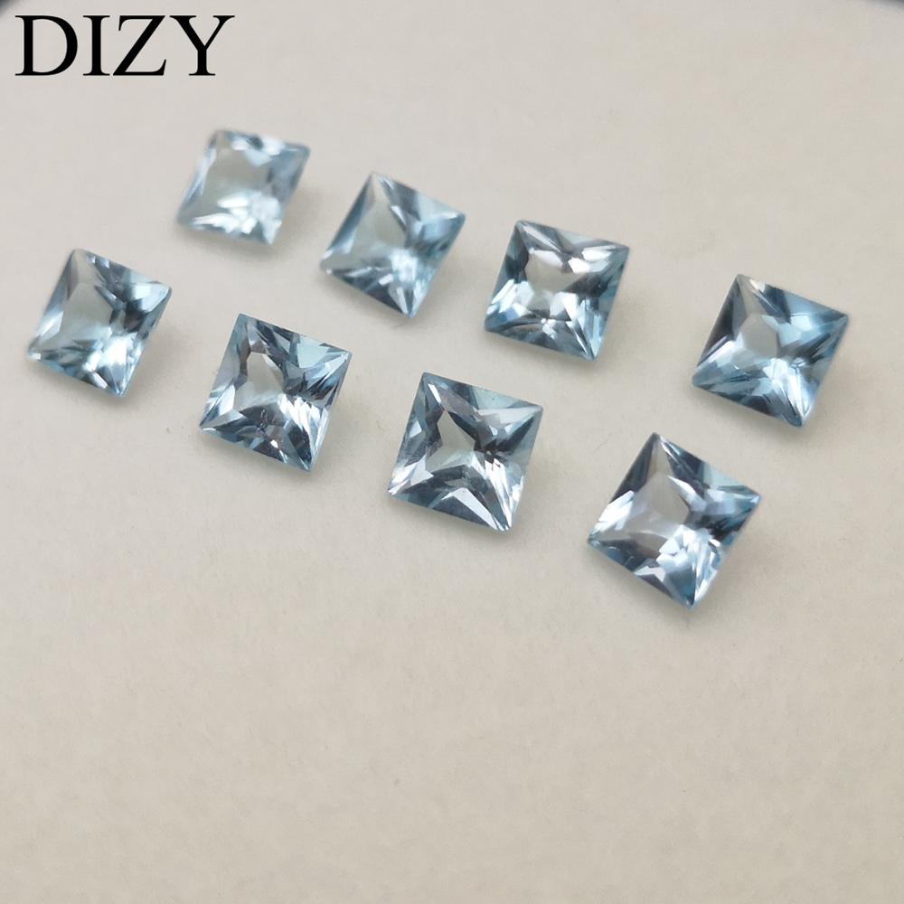 DIZY niebo niebieski topaz kwadratowa księżniczka fasetowane cięcia 6x6mm, 5 sztuk około 6.5Cts naturalny luźny kamień szlachetny dla srebro i złoto diy biżuteria