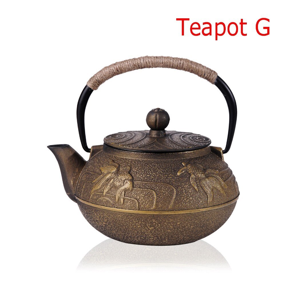 7 Chioces Cast Iron Teapot Set Japanese Tea Pot Tetsubin Kettle Enamel 900ml Kung Fu Infusers Metal Net Filter Cooking Tools: Teapot G