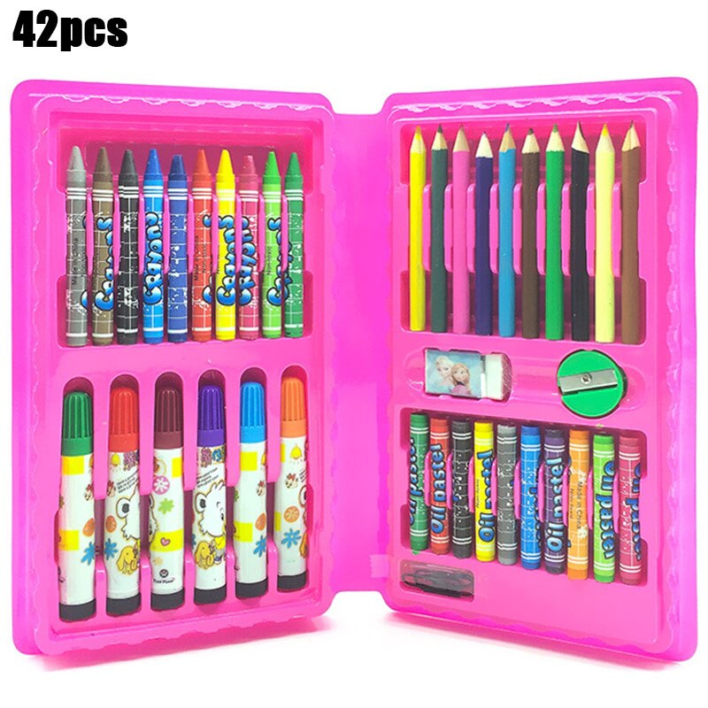 208 PCS Kid Draw Set Colored Pencil Crayon Watercolors Pens Drawing Set Toy Drawing Art Marker Pens School Supplies Kid: 42 PCS Red