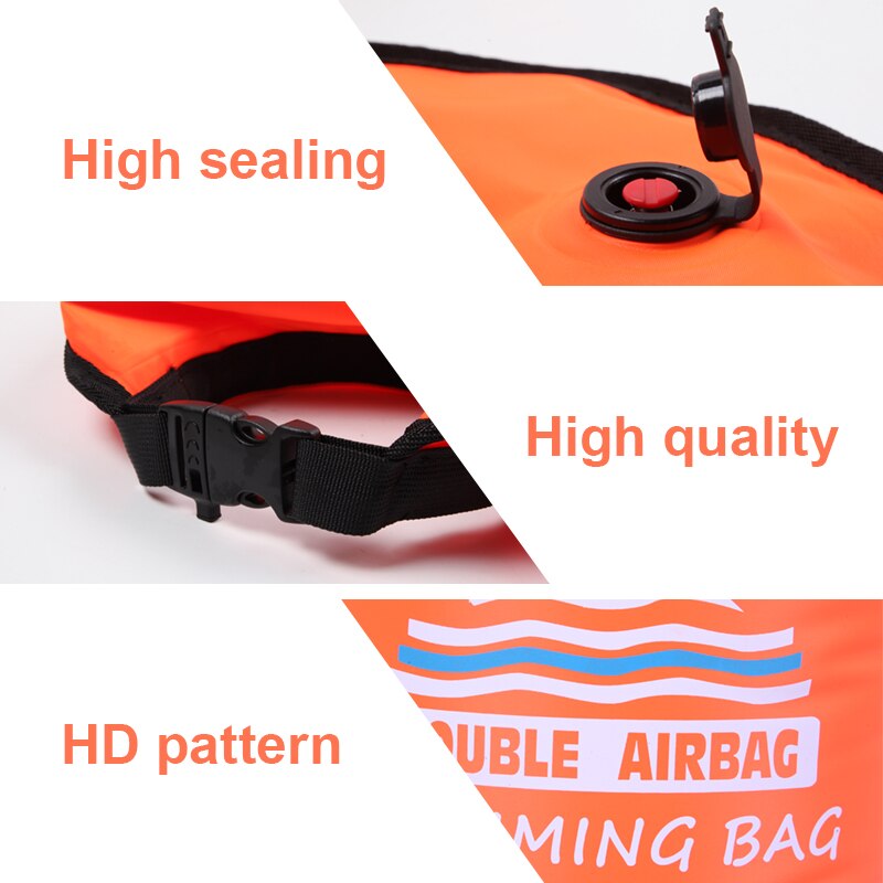 20L Opblaasbare Open Pvc Zwemmen Boei Tow Float Dry Bag Dubbele Air Bag Met Taille Riem Voor Zwemmen Water Sport veiligheid Zak