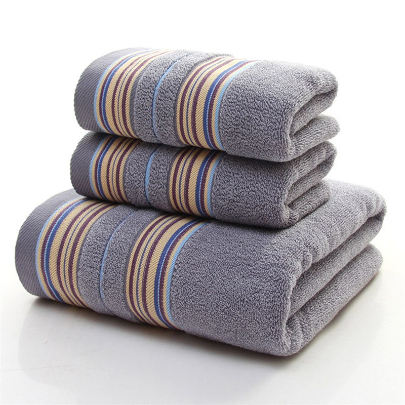 Giantex 3-Stuks Katoenen Handdoek Set Badkamer Super Absorberende Badhanddoek Gezicht Handdoeken Voor Volwassenen Serviette De Bain Toallas recznik: Gray